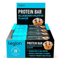 Legion Protein Bar Blueberry Muffin - 100% Whey Protein Soy Free Protein Bars with Prebiotic Fiber - Low Fat Healthy Protein Bar - Gluten Free Naturally Flavored Low Sugar Protein Bars (12 Count)