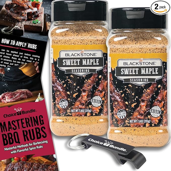 Blackstone Sweet Maple Seasoning – Gourmet Griddle Premium Barbecue Rub 2 Pk (15.2 oz) + BBQ Masters &amp Opener (4 Items)!