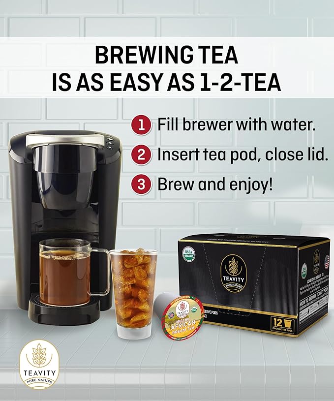 Organic Rooibos Tea Pods with Vanilla &amp Orange - Naturally Decaf Tea - African Dream by Teavity (24 Tea Pods)
