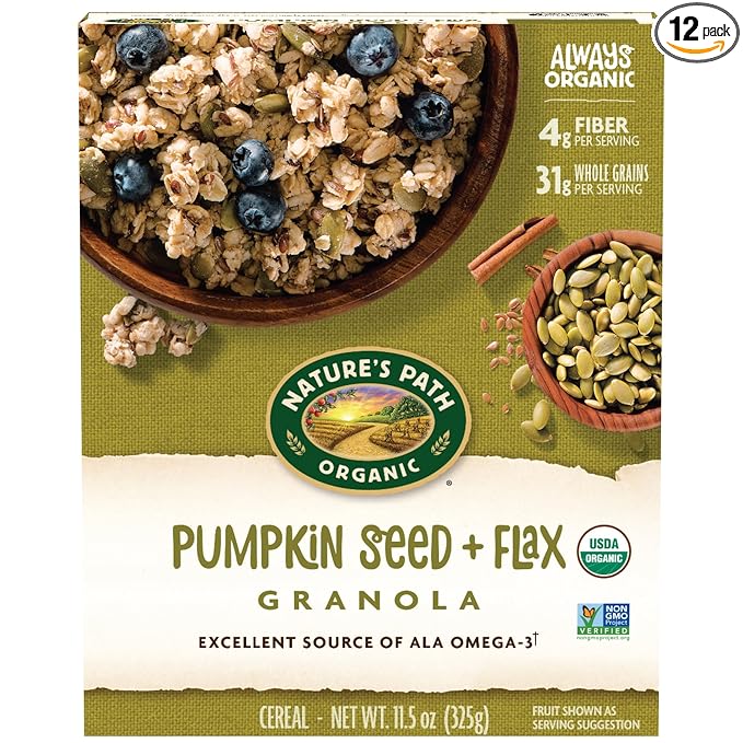 Nature's Path Organic Pumpkin Seed + Flax Granola 11.5 oz (Pack of 12) Non-GMO