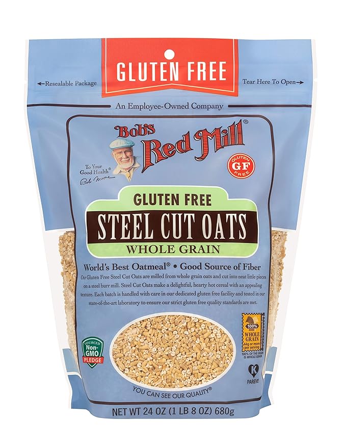 Bob's Red Mill Gluten Free Steel Cut Oats 24oz (Pack of 4) - Gluten Free Non GMO Whole Grain Vegan Kosher