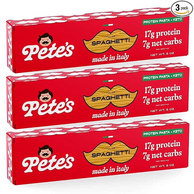 Low Carb Protein Pasta | Spaghetti Noodles with 17g Protein 7g Carbs | Healthy KetoPasta Made in Italy | 3-Pack 8oz - Pete’s Pasta