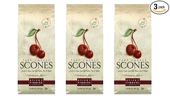 Sticky Fingers Bakeries Tart Cherry Scone Mix 15-Ounce (Pack of 3)