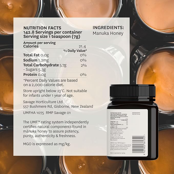 WildCape Manuka Honey Certified UMF 10+/MGO 263+ - 100% Pure Raw Unpasteurized Non-GMO Made in New Zealand - 35.2 oz (Pack of 1)