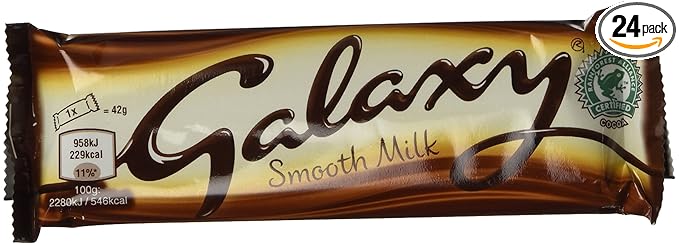 Galaxy Smooth Milk Chocolate Bar Single 42g Bar (Pack of 24)