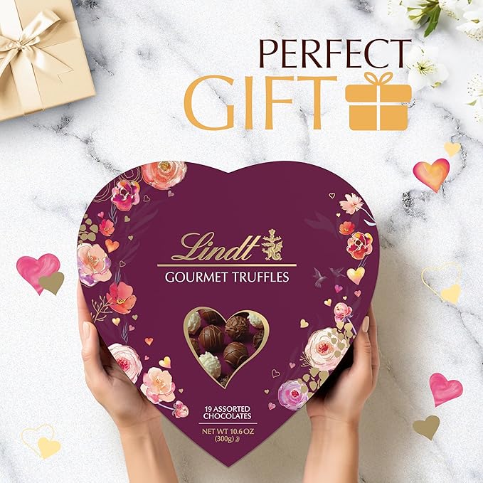 Lindt Valentine's Gourmet Truffles Assorted Chocolate Candy Heart 10.6 oz.