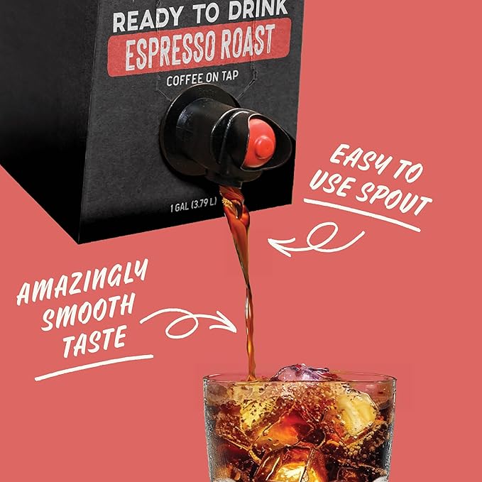 Java House Cold Brew Coffee on Tap – Premium 100% Arabica Dark Roast – Smooth Espresso Flavor with Dark Chocolate Notes – 1 Gallon Box (16 Servings) – Ready to Drink No Brewing Required Fridge-Frien