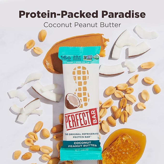Perfect Bar Original Refrigerated Protein Bar Coconut Peanut Butter 2.5 Ounce Bar 8 Count (Pack of 3)
