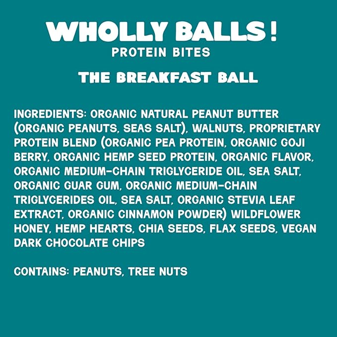 Wholly Balls Protein Bites – Healthy Plant-Based Snack | High Protein Low Sugar Gluten-Free Energy Balls (Pack of 3 Breakfast Ball)