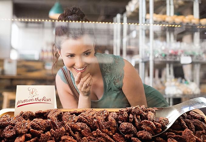 Nuts on the Run Cinnamon Pecans - 4oz (PACK OF 3 BAGS) Roasted Cinnamon Pecan Pralines Satisfaction Guarantee