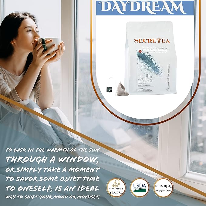 Organic Earl Grey Tea Good for BREAKFAST TEA | NATURAL ANTIOXIDANTS100% Real ingredients 40 Count Unwrapped Tea Bag | By T SECRETEA Daydream