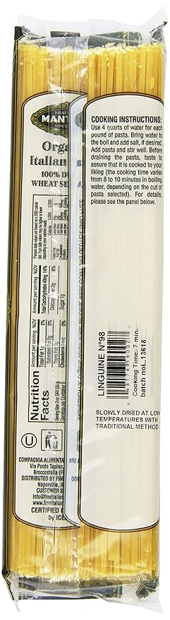 Mantova Italian Organic Linguini Pasta - 100% Durum Semolina Organic Linguine - Product Of Italy 1 Pound (Pack Of 6)