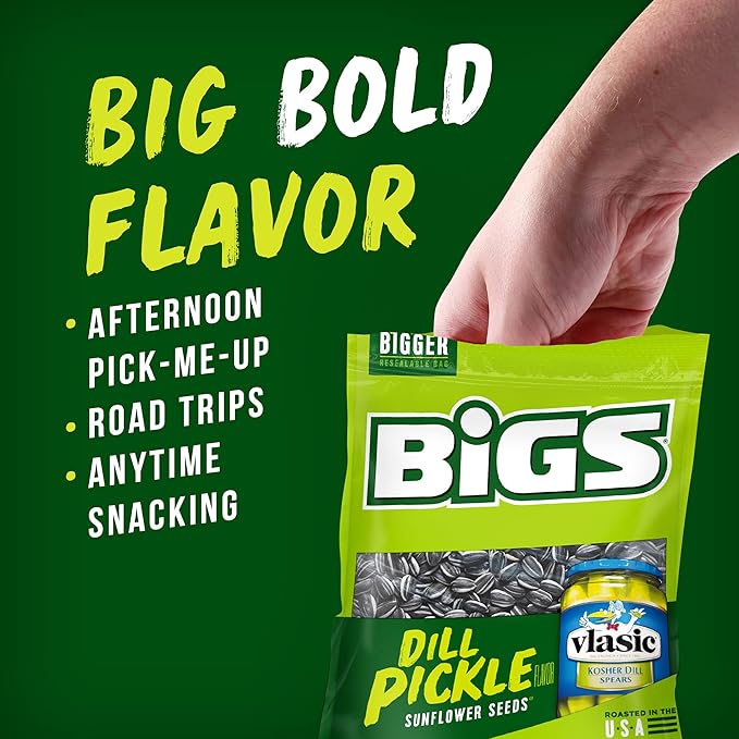 BIGS Sunflower Seeds Vlasic Dill Pickle Flavor Easter Basket Stuffer for Sports Fans 5.35 oz. (Pack of 12)