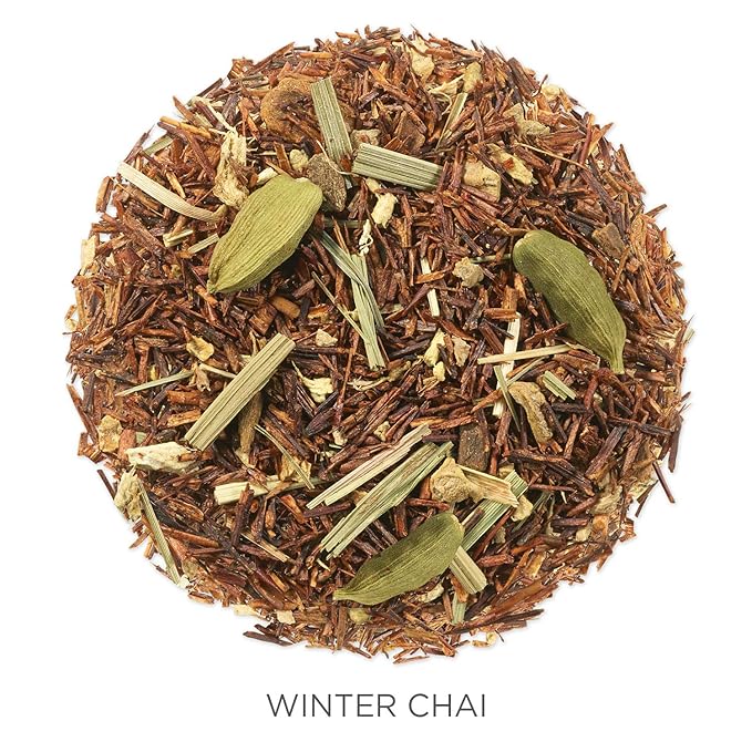 Tea Forte Winter Chai Premium Loose Leaf Caffeine-Free Herbal Tea Blend Canister Makes 35-50 Cups Round Canister