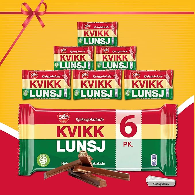 Kvikklunsj – Chocolate Covered Wafers from Freia - Norwegian Chocolate from Norway Milk Chocolate Bars (6-Pack x 47gram)
