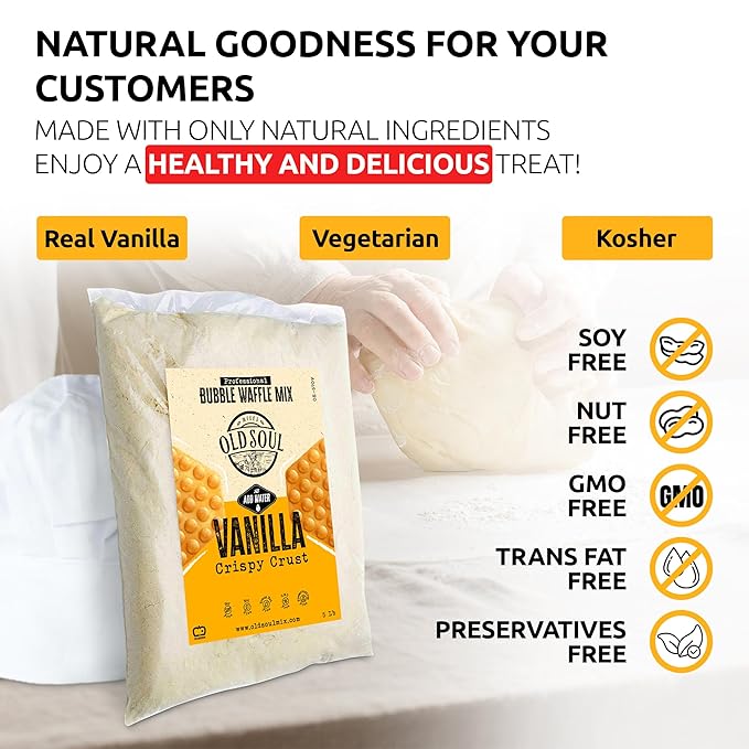OldSoul Professional Bubble Waffle Mix | Crispy | Vanilla Flavor | Egg Waffle Mix | 56 Waffles (10 Lbs Traditional)