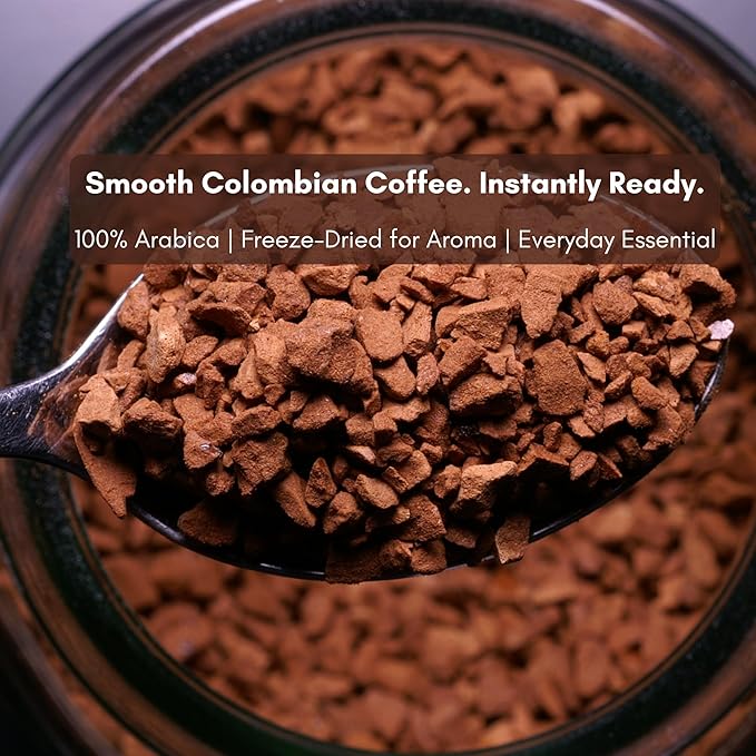 Civilized Coffee Instant Colombian Coffee Granules – Medium Roast Gourmet Coffee Non-GMO 9 oz Jar