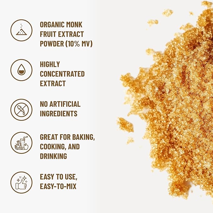Organic Monk Fruit Extract Powder 3.5 oz Pure USDA Organic Monk Fruit Extract Sweetener with No Fillers Zero Calories Zero Carbs Keto &amp Paleo Friendly Sugar Substitute 322 Servings by Natri
