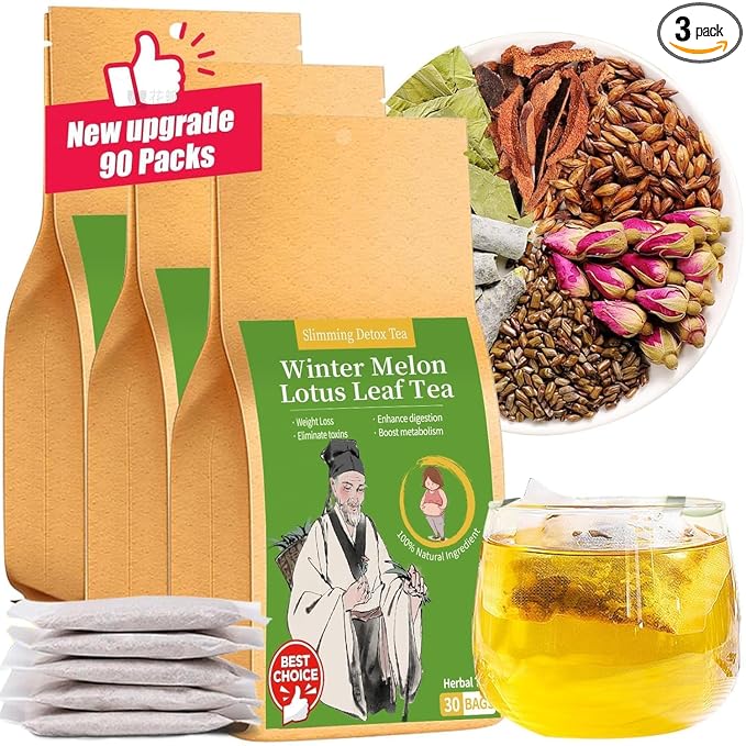Baihuatang Winter Melon Lotus Leaf Tea 90 Bags|oil cleansing tea | Winter MelonOrange PeelCassia SeedLotus LeafRed RoseBarley 6 Ingredients Blend Formula