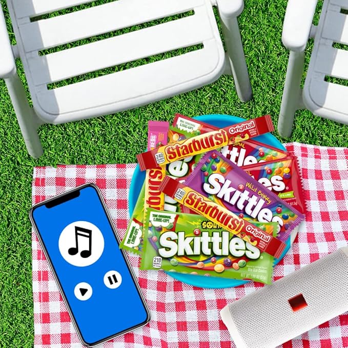 SKITTLES &amp STARBURST Variety Pack Full Size Chewy Candy Assortment 62.79 oz 30 Count (Pack of 2)