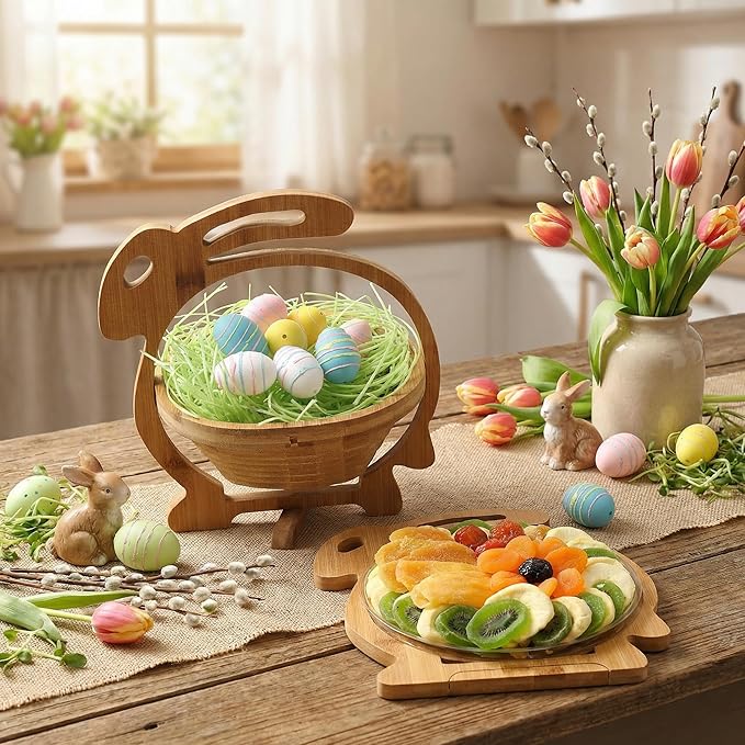 Easter Gift Basket Healthy Assorted Dried Fruit and Shortbread Cookies Natural Snack Gift Food Tray Office Men Woman Him Her Kids Children Families Bonnie and Pop