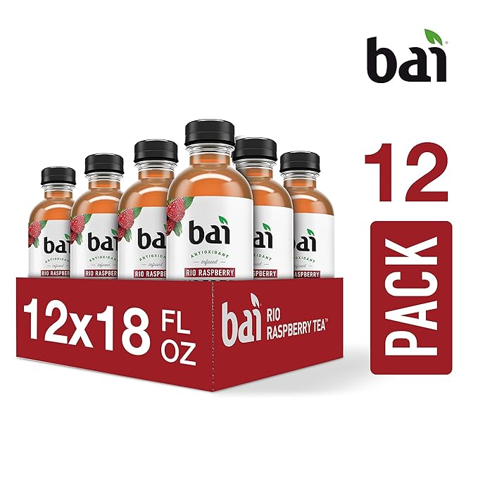 Bai Iced Tea Rio Raspberry Antioxidant Infused Supertea Crafted with Real Tea (Black Tea White Tea) 18 Fl Oz (Pack of 12)