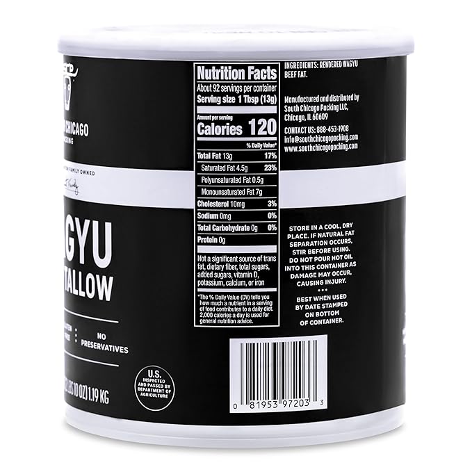 South Chicago Packing 100% Pure Wagyu Beef Tallow 42 Ounces – Paleo &amp Keto Friendly Cooking Fat for Searing Sautéing &amp Frying