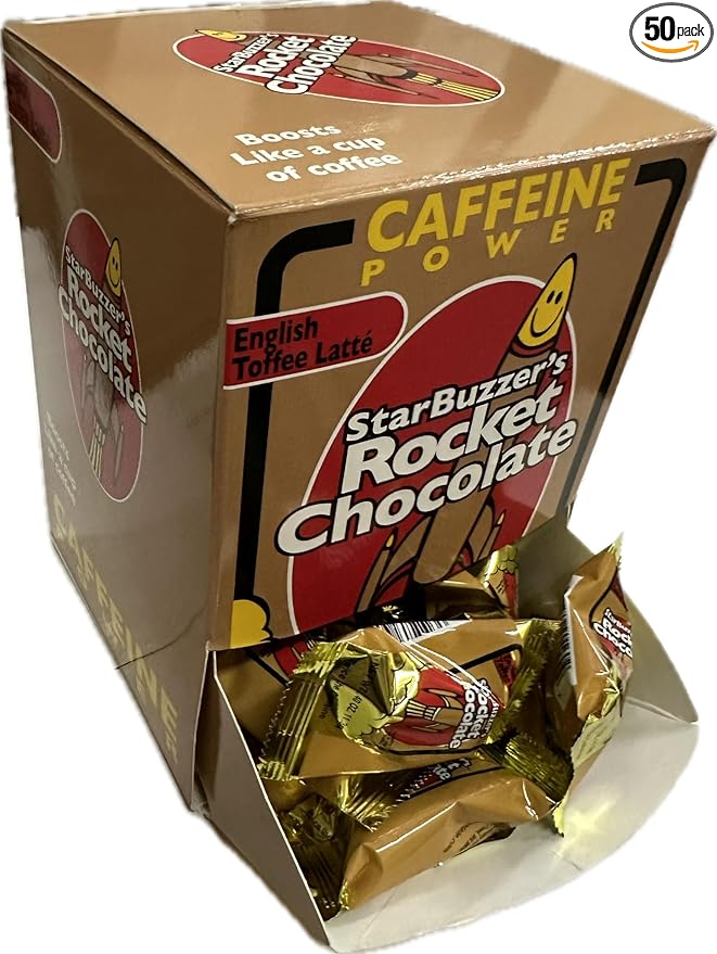 Rocket Chocolate Milk Chocolate English Toffee Latte Flavored Caffeinated Chocolate Truffles 50 count Mini
