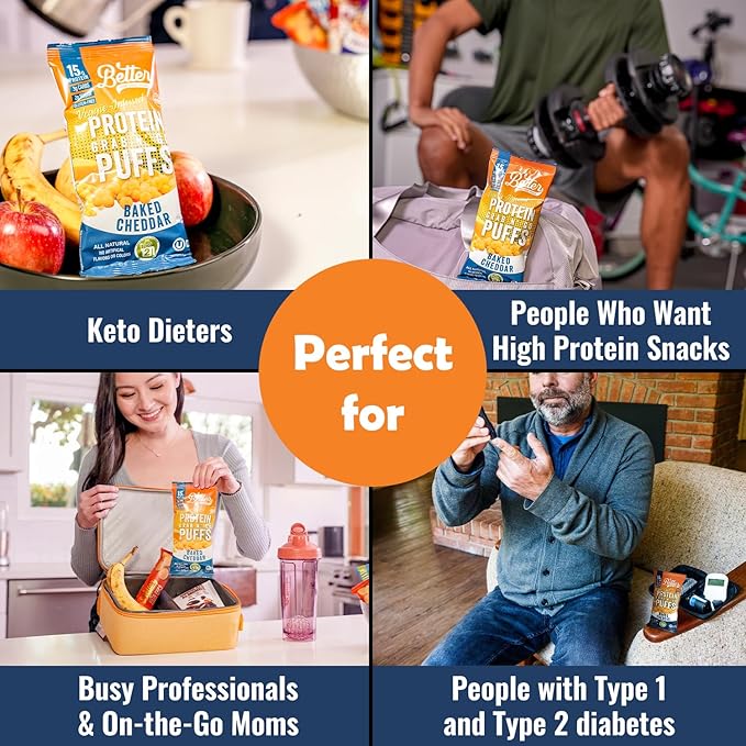 Better Than Good Savory Keto Baked Cheddar Protein Puffs – Gluten-Free Low Calorie High Protein Low Carb Paleo Sugar-Free Healthy Snacks for Kids &amp Diabetics | No Artificial Flavours (12 Pack