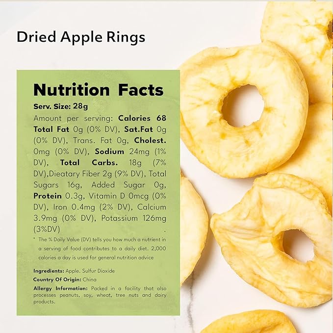 NUTS U.S. - Dried Apple Rings | No Added Sugar | No Artificial Color | Chewy Texture | NON-GMO | Juicy and Natural | Packed in a Resealable Bag (3 LBS)