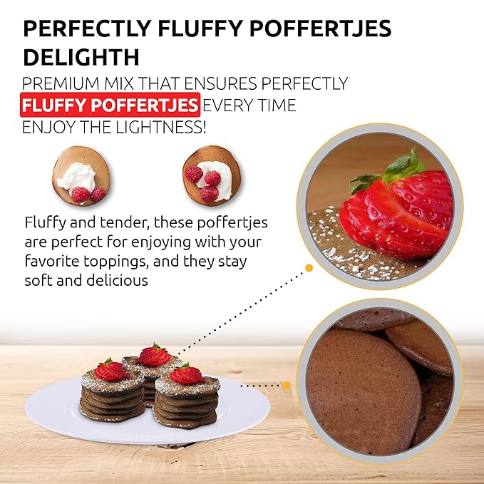 OldSoul Poffertjes Batter Mix | Dough Mix | Chocolate Flavor | 5 Lbs | 700 Mini Dutch Pancakes (5 Lbs Traditional)
