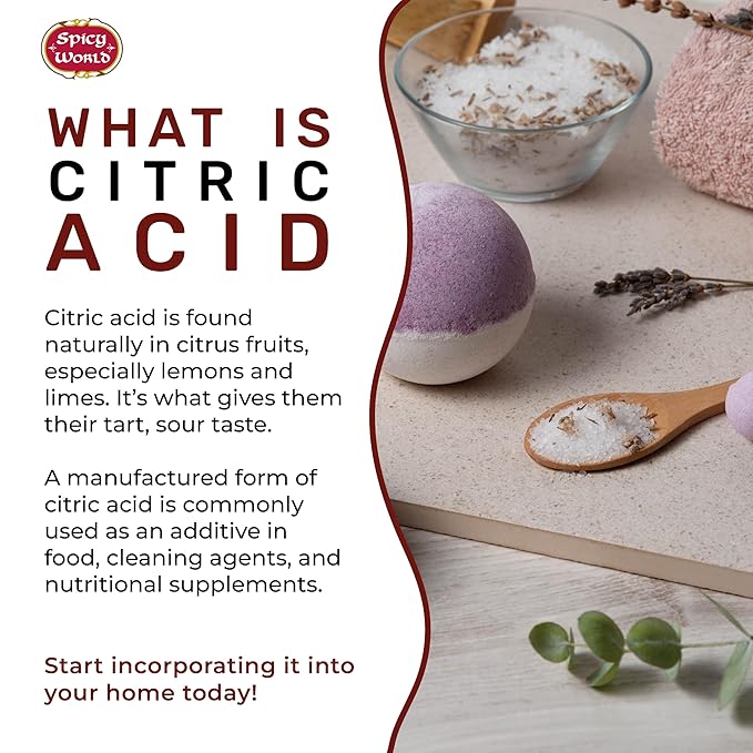 Citric Acid 11 LB Bulk Jar - All Natural Food Grade Non-GMO Citric Acid Powder for Cleaning Bath Bombs Preserving | Fine Granular &amp Premium Quality by Spicy World