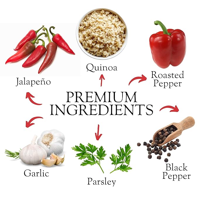Kitchen &amp Love Jalapeno &amp Roasted Pepper Quinoa Quick Meal 6-Pack | Vegan Gluten-Free Ready-to-Eat No Refrigeration Required