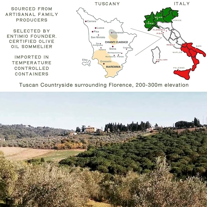 Entimio Italiano Organic Italian Extra Virgin Olive Oil from Italy 500+ mg/kg High in Polyphenols 2025 Gold Winner Tuscany evoo Cold Extracted Lab Tested for Drinking Cooking and Finishing