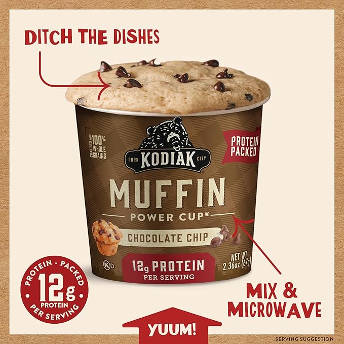 Kodiak Cakes Minute Muffins Chocolate Chip 2.36 Ounce (Pack of 12)
