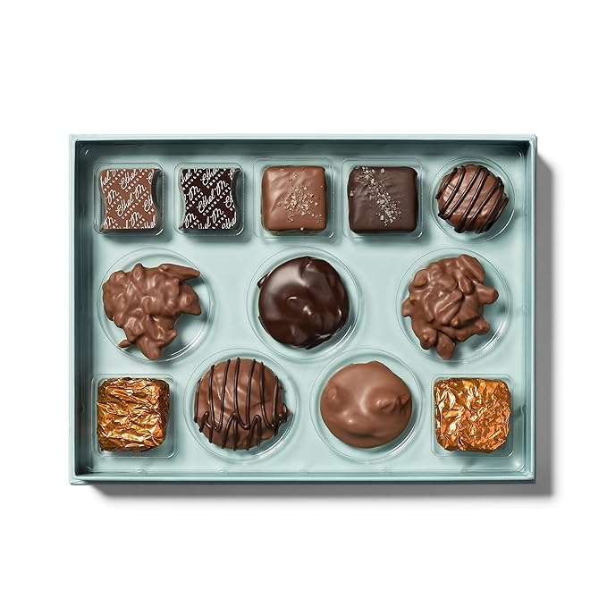 Ethel M Chocolates 12-Piece The Nuts &amp Caramels Collection Premium Milk and Dark Chocolate Assortment Gift Box great for Summer