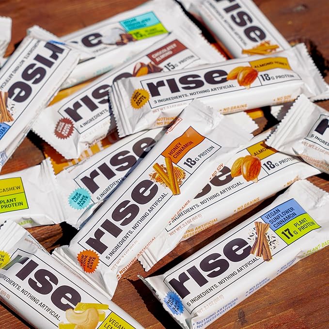 Rise Pea Protein Bar - Vegan Lemon Cashew | Breakfast Bar &amp Protein Snack 15g Protein Just 3 Whole Food Ingredients Non-GMO Gluten-Free Soy Free