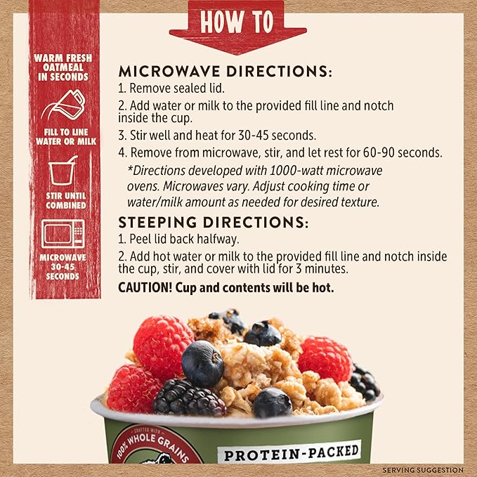 Kodiak Cakes Instant Protein Maple &amp Brown Sugar Oatmeal in a Cup 2.12oz (Pack of 12)