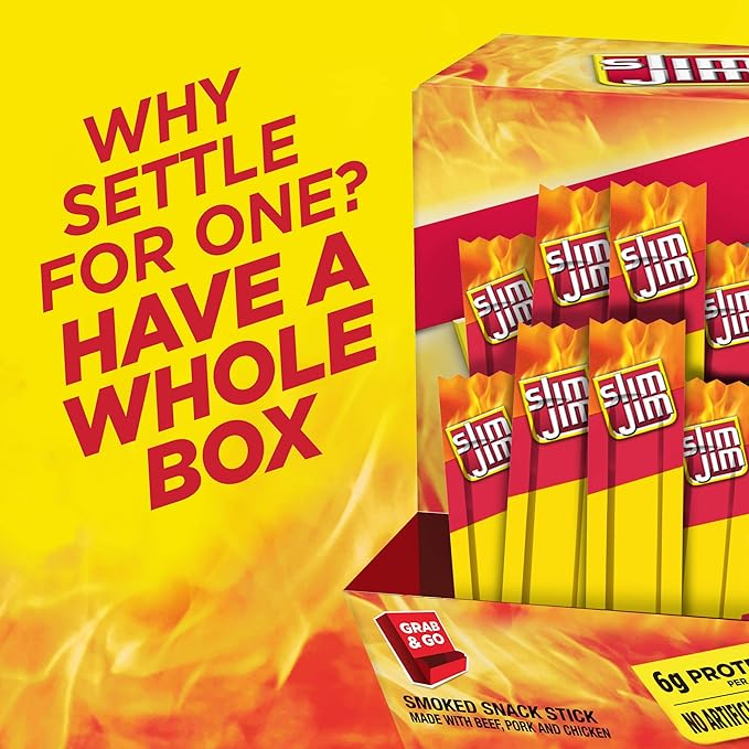 Slim Jim Snack-Sized Smoked Meat Stick Original Flavor .28 Oz. 120-Count