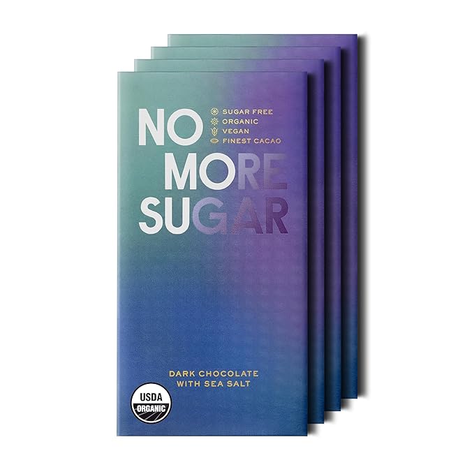 NOMOSU | Organic 72% Dark Chocolate with Sea Salt | 60g | 4 Pack | Sugar Free | USDA Organic | Vegan | Keto &amp Low Carb Friendly | Bold Cacao with Savory Sea Salt | Guilt Free Chocolate Snack
