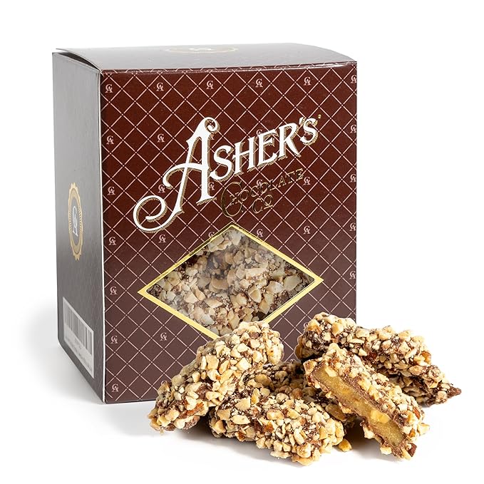 Asher's Chocolates Gourmet Chocolate Covered Almond Bark Sweet and Salty Candy and Almonds Small Batches of Kosher Chocolate Family Owned Since 1892 (12oz Almond Buttercrunch)