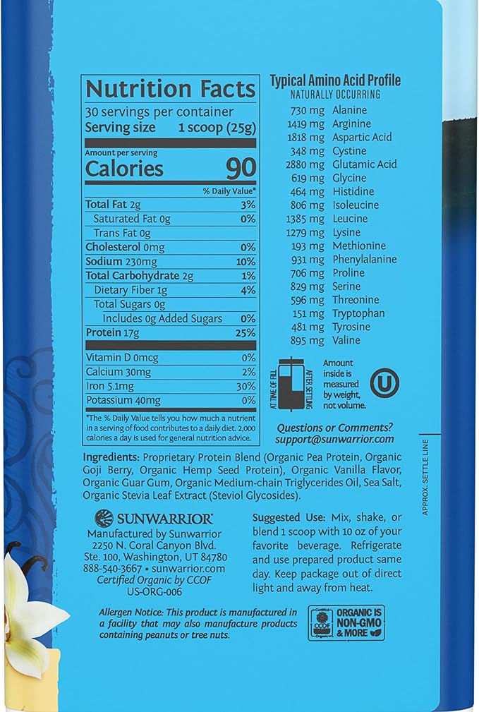 Sunwarrior Chocolate &amp Vanilla Organic Plant Based Protein Powder Set | Bundle &amp Save | Vegan Organic Protein Powder | Non-GMO Soy Dairy Filler &amp Gluten Free (30 Servings Each)