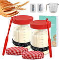 34oz Sourdough Starter Jar KitWide Mouth Sourdough Starter Container with Feeding Tracking Band Silicone Spatula&ampSourdough Starter Kit-Baking Supplies(2 pack). (Red)