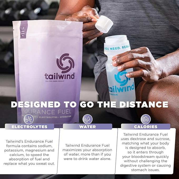 Tailwind Nutrition Endurance Fuel Carbohydrate &amp Electrolyte Sports Drink Mix Powder Gluten-Free Vegan Naked Unflavored 50 Servings