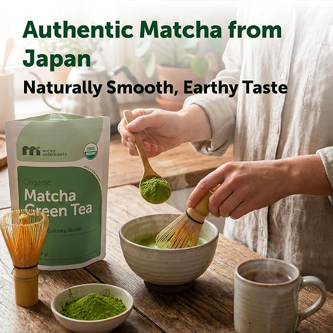 Micro Ingredients Organic Matcha Green Tea Powder First Harvest Culinary Grade from Japan 100% Pure &amp Unflavored Great for Tea Latte &amp Smoothies Non-GMO No Sugar Eco-Friendly Packagin