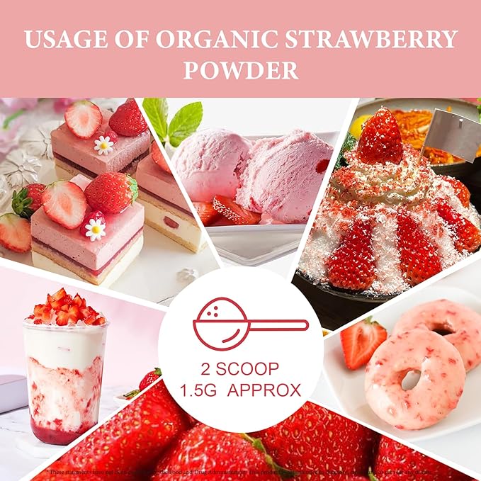 VELOTO Strawberry Powder Strawberry Fruit Freeze Dried Powder Vitamin C Supplement Natural Antioxidants Superfoods for Smoothie &amp Beverage Blend Vegan Non-GMO Gluten-Free 12 oz