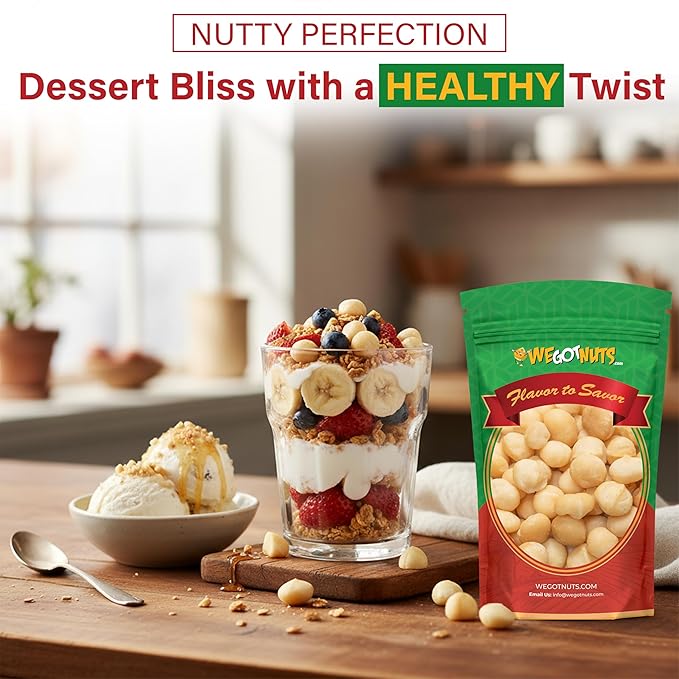 Raw Deluxe Macadamia Nuts - 2 lbs - Shelled &amp Unsalted Premium Quality Kosher Raw Macadamia Nut Snack Pack By We Got Nuts - Natural Gourmet Fresh Macadamia Nuts Bulk - Packed In A Resealable Pouch