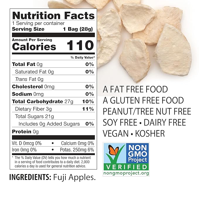 Brothers All Natural Freeze Dried Fruit Crisps Fuji Apple 1 Oz (Pack of 8) Made with 100% Fruit Gluten Free Soy Free Vegan Healthy Snack Resealable Pouch