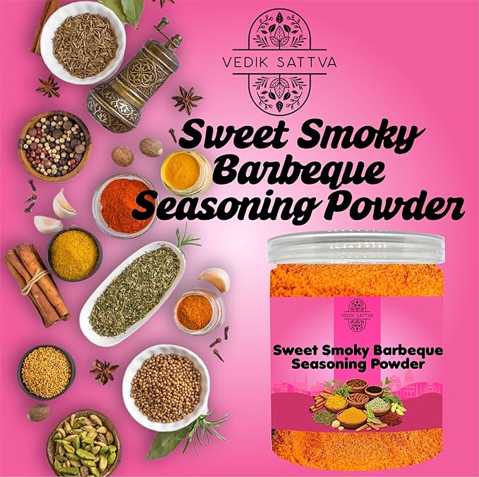 VEDIK SATTVA All Natural Sweet Smoky Barbeque Seasoning Powder Bbq 3.52 OZ / 100 GM | Set Of 1 Box