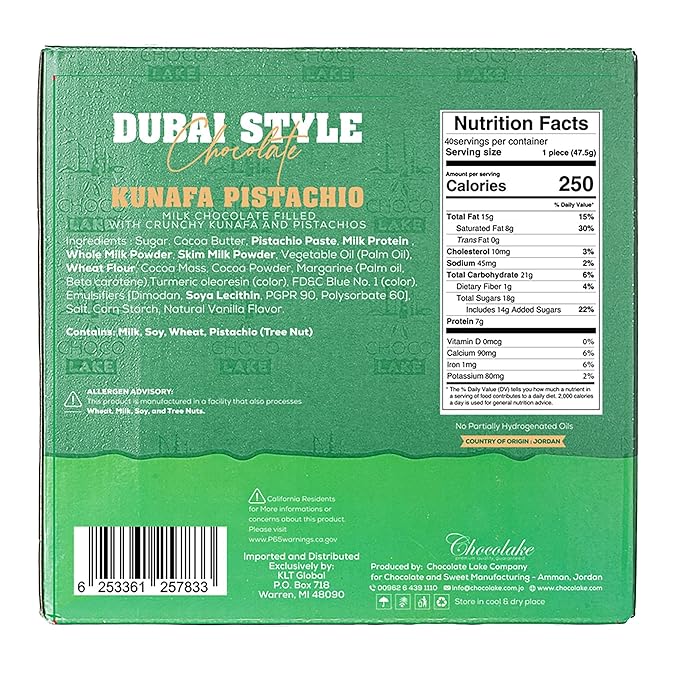Chocolake Dubai Style Chocolate Bars 10/6.7 oz